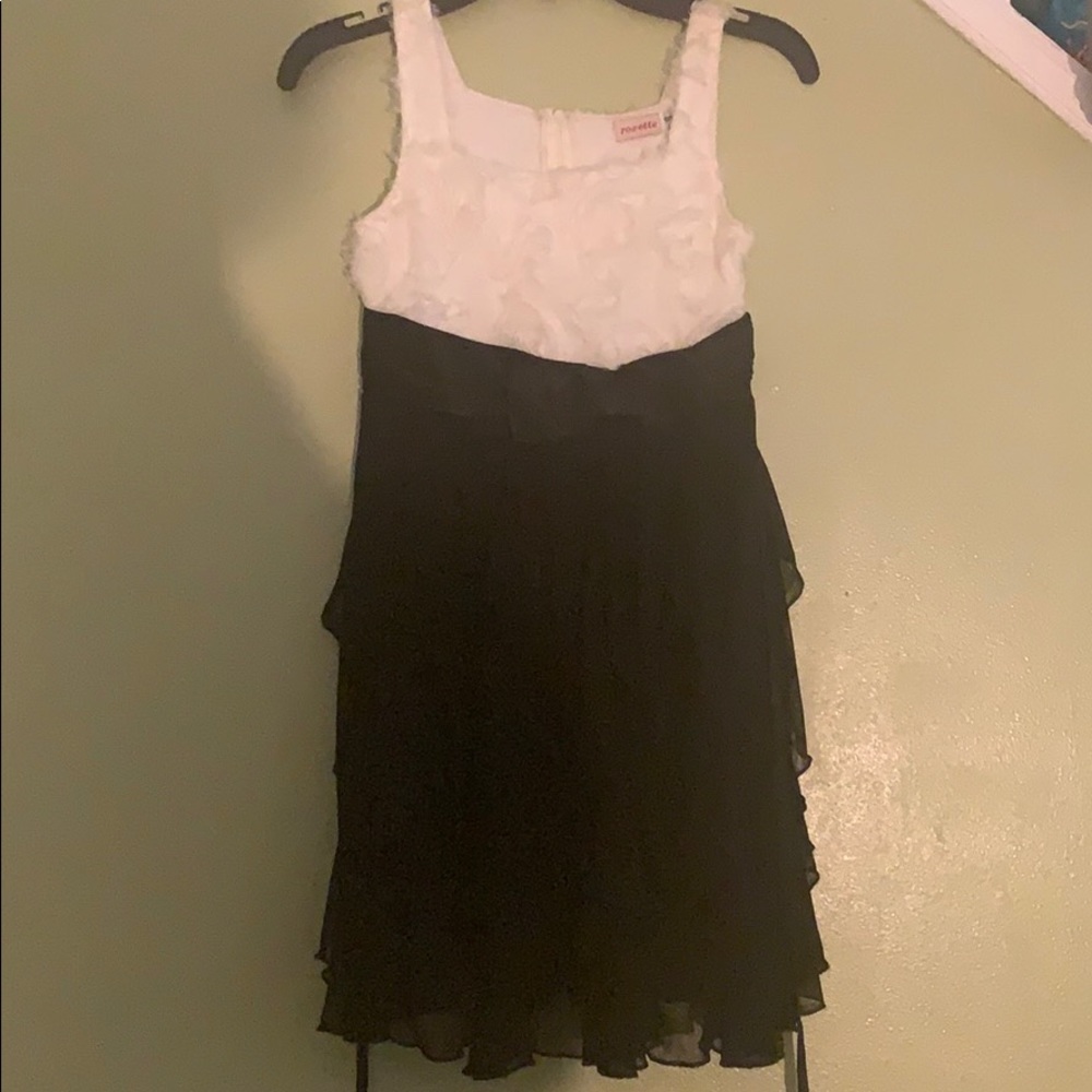 black and cream dress